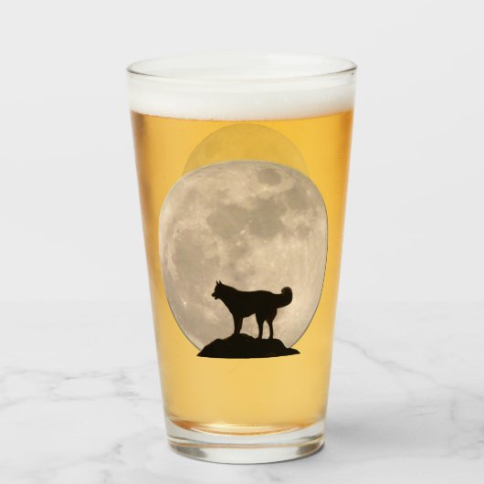 Husky Glasses Husky Wolf Moon Glass , speciaal gep Glas (Voorkant gevuld)