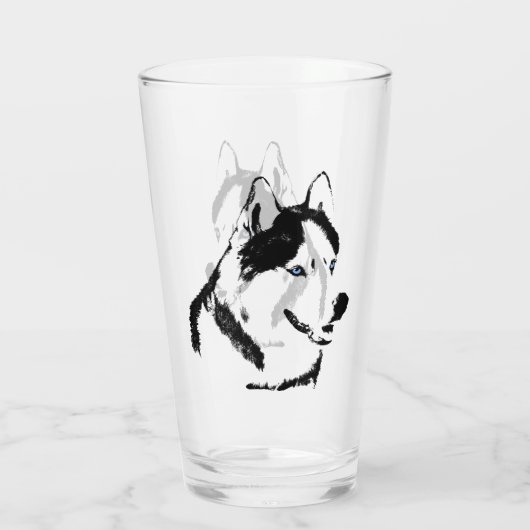 Husky Glasses Siberian Husky Pup Glass Personalise Glas (Achterkant)