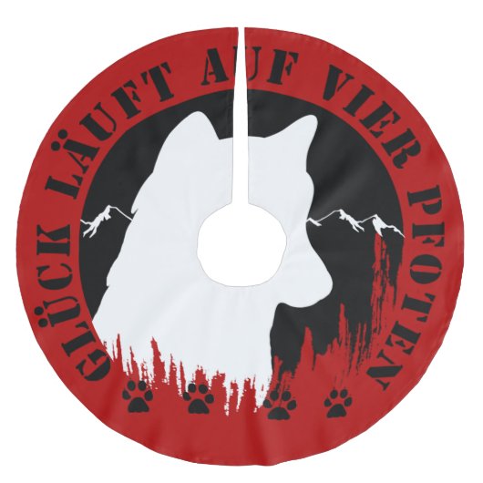 Husky-Glück läuft auf vier Pfoten Kerstboom Rok (Voorkant)