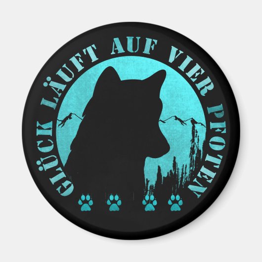 Husky - Glück läuft auf vier Pfoten Magneet (Voorkant)