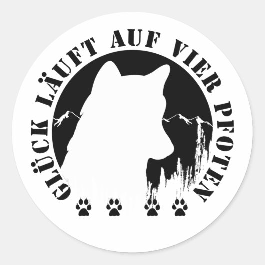 Husky-Glück läuft auf vier Pfoten Ronde Sticker (Voorkant)