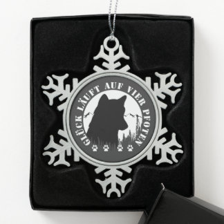 Husky-Glück läuft auf vier Pfoten  Tin Sneeuwvlok Ornament