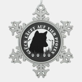 Husky-Glück läuft auf vier Pfoten  Tin Sneeuwvlok Ornament