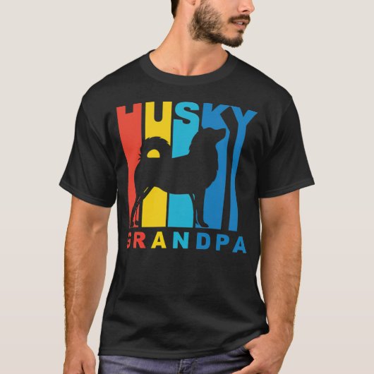 Husky Grandpa black T-shirt (Voorkant)