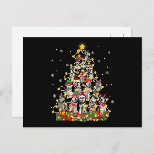 Husky | Grappige Siberische Husky Kerstman Hoed Ke Feestdagenkaart (Voorkant / Achterkant)