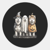 Husky Halloween Ghost Pumpkin  Ronde Sticker (Voorkant)