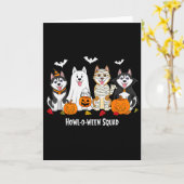 Husky Halloween Howl O Ween Squad  Kaart (Gele Bloem)