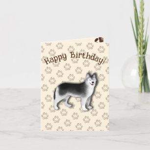 Husky Happy Birthday hond voetafdruk bewerkbaar Bedankkaart