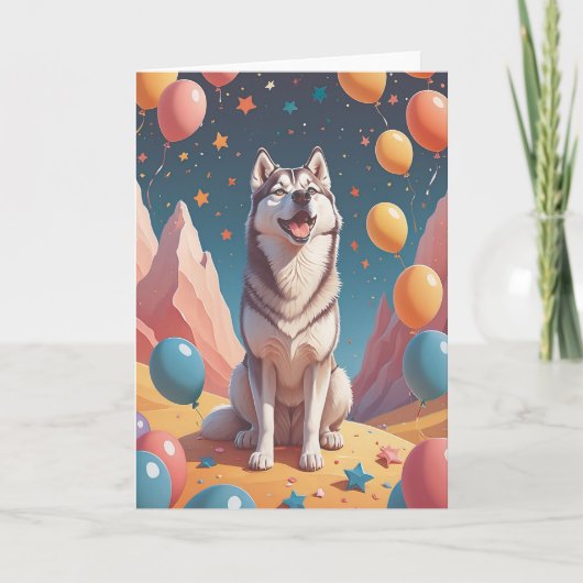 Husky Harmony Birthday Kaart (Voorkant)