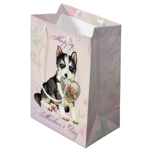 Husky Heart mama Medium Cadeauzakje (Voorkant Gekanteld)