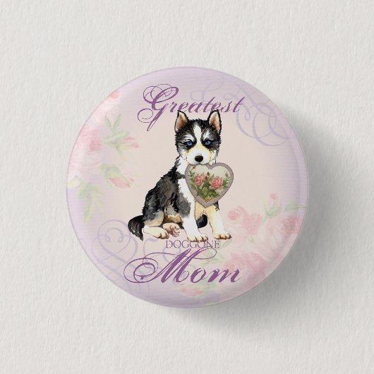 Husky Heart mama Ronde Button 3,2 Cm (Voorkant)