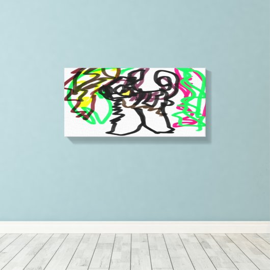 Husky herfst spelen canvas afdruk (Insitu (Houten vloer))