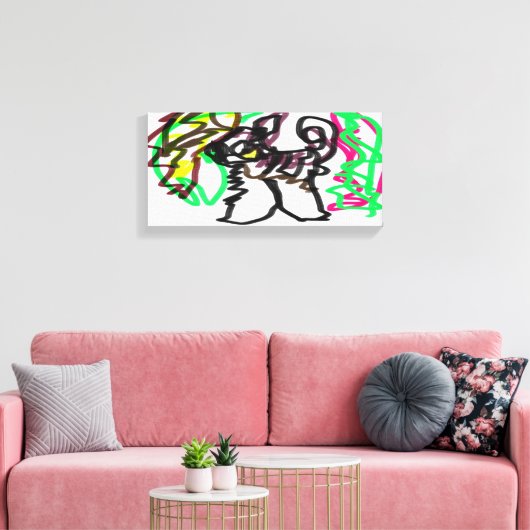 Husky herfst spelen canvas afdruk (Insitu (Woonkamer))