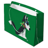 Husky Holiday - Large Gift Bag (groen) Groot Cadeauzakje (Achterkant Gekanteld)