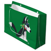 Husky Holiday - Large Gift Bag (groen) Groot Cadeauzakje (Voorkant Gekanteld)