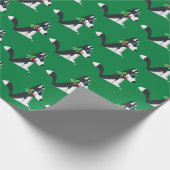 Husky Holiday - Wrapping Paper (groen) Cadeaupapier (Hoek)