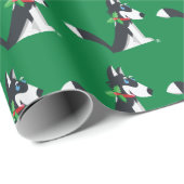 Husky Holiday - Wrapping Paper (groen) Cadeaupapier (Rol Hoek)