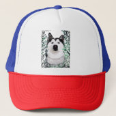 Husky Hond Art Trucker Hoed Pet (Voorkant)