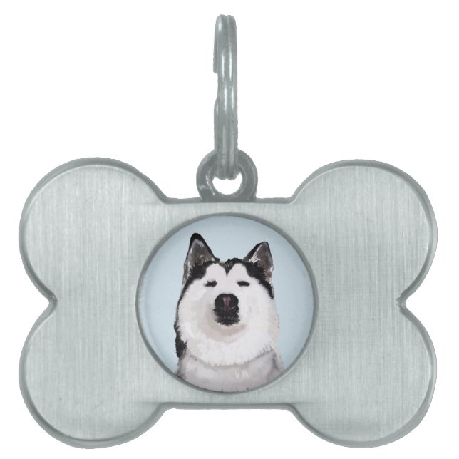 Husky hond Bone Pet Tag Huisdieren Naamplaatje (voorkant)