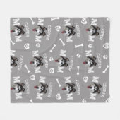 Husky Hond, Grijs Gepersonaliseerde Naam Herhalen Fleece Deken (Voorkant (Horizontaal))