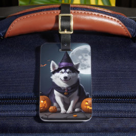 Husky Hond Halloween Avontuur Moonlit Magic Spooky Bagagelabel