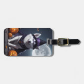 Husky Hond Halloween Avontuur Moonlit Magic Spooky Bagagelabel (Voorkant horizontaal)