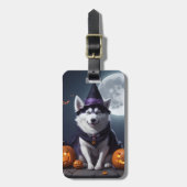 Husky Hond Halloween Avontuur Moonlit Magic Spooky Bagagelabel (Voorkant verticaal)