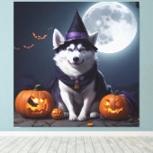 Husky Hond Halloween Avontuur Moonlit Magic Spooky Canvas Afdruk (Insitu (Houten vloer))