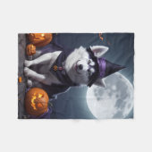 Husky Hond Halloween Avontuur Moonlit Magic Spooky Fleece Deken (Voorkant (Horizontaal))