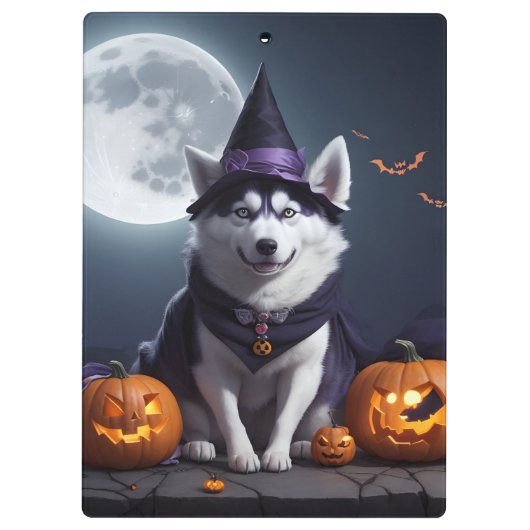 Husky Hond Halloween Avontuur Moonlit Magic Spooky Klembord (Achterkant)