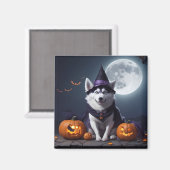 Husky Hond Halloween Avontuur Moonlit Magic Spooky Magneet (Voorkant / Achterkant)