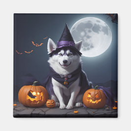 Husky Hond Halloween Avontuur Moonlit Magic Spooky Magneet