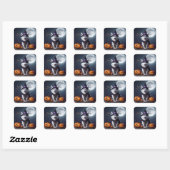 Husky Hond Halloween Avontuur Moonlit Magic Spooky Vierkante Sticker (Vel)