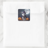 Husky Hond Halloween Avontuur Moonlit Magic Spooky Vierkante Sticker (Tas)