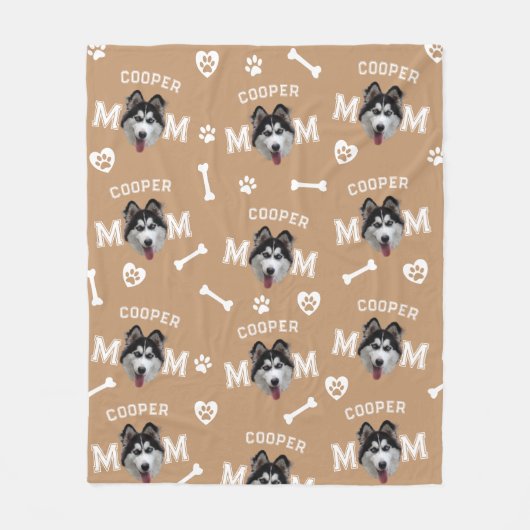 Husky hond, kameel gepersonaliseerde naam herhalen fleece deken (Voorkant)