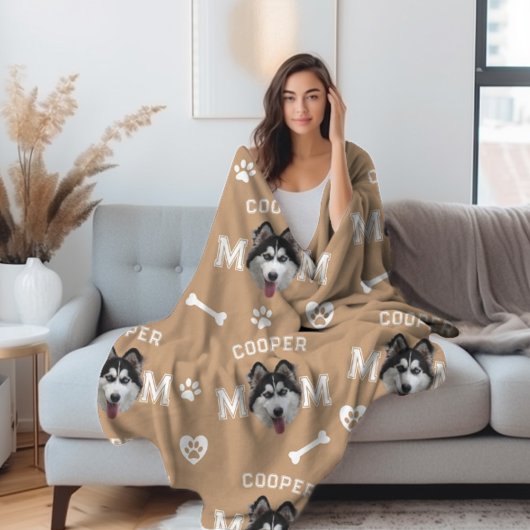 Husky hond, kameel gepersonaliseerde naam herhalen fleece deken