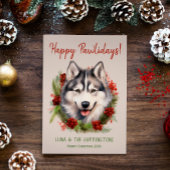 Husky Hond Kerstmis Gelukkige Pawholidays Feestdagenkaart