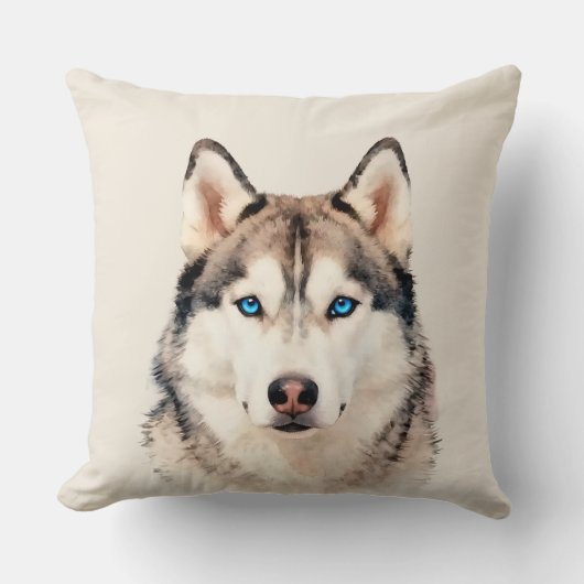 Husky Hond Kunst Design Groot Kussen (Voorkant)