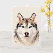 Husky-hond kunst ontwerp kaart (Gele Bloem)