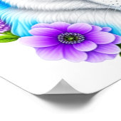 Husky hond met blauwe ogen en bloemen poster (Hoek)