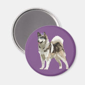 Husky hond met bloem foto magneet (Voorkant / Achterkant)