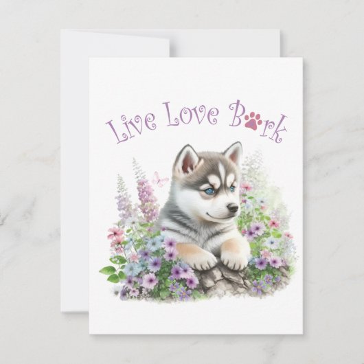 Husky-hond Moeder Bloem Notitiekaartje (Voorkant)