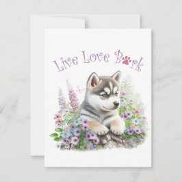 Husky-hond Moeder Bloem Notitiekaartje
