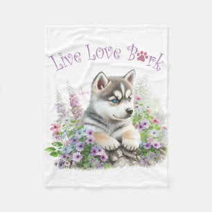 Husky-hond-moeder bloemendesign fleece deken