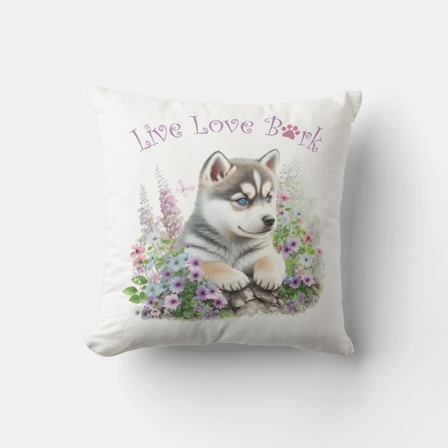 Husky Hond Moeder Bloemstuk Kussen (Voorkant)