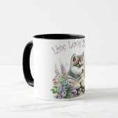 Husky Hond Moeder Bloemstuk Mok (Voorkant links)