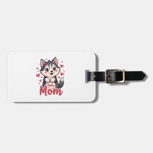 Husky-hond Moeder Cute Kawaii-ontwerp Bagagelabel (Voorkant horizontaal)