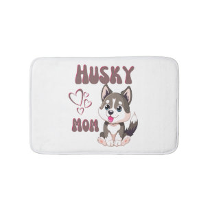 Husky Hond Moeder Kawaii Puppy Schattig Grappig on Badmat