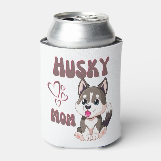 Husky Hond Moeder Kawaii Puppy Schattig Grappig on Blikjeskoeler (Blikje Voorkant)