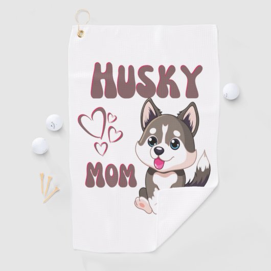 Husky Hond Moeder Kawaii Puppy Schattig Grappig on Golfhanddoek (Insitu)